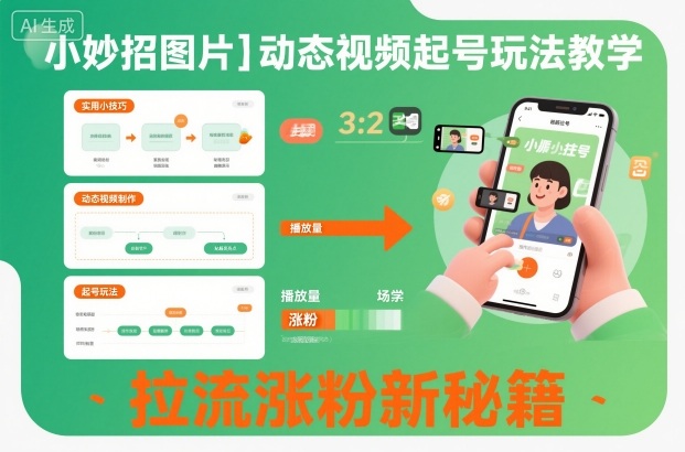 小妙招图片＋动态视频起号玩法教学，拉流涨粉新秘籍-孔明聊项目