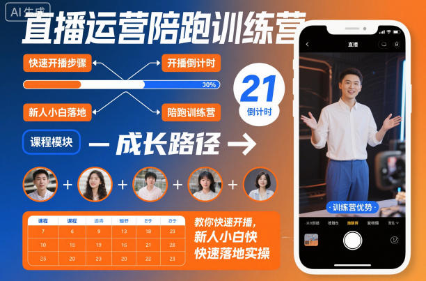 直播运营陪跑训练营，教你快速开播，新人小白快速落地实操-孔明聊项目
