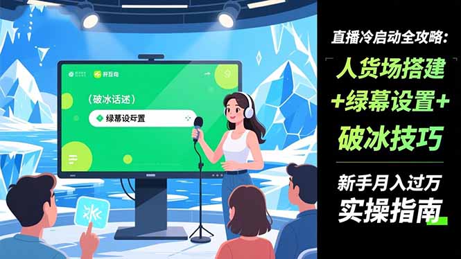 直播冷启动全攻略:人货场搭建+绿幕设置+破冰技巧，新手月入过万实操指南-孔明聊项目