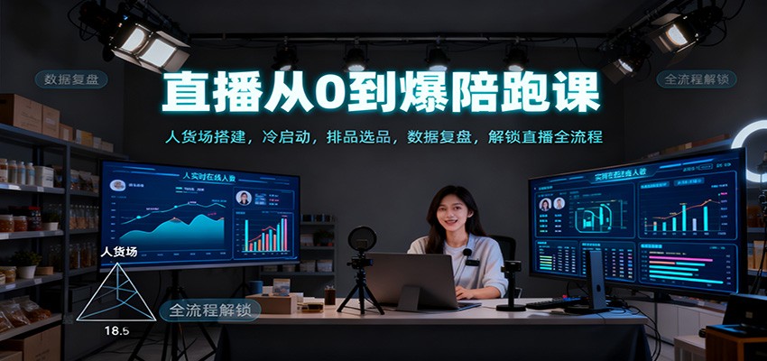 直播从0到爆陪跑课：人货场搭建，冷启动，排品选品，数据复盘，解锁直播全流程-孔明聊项目