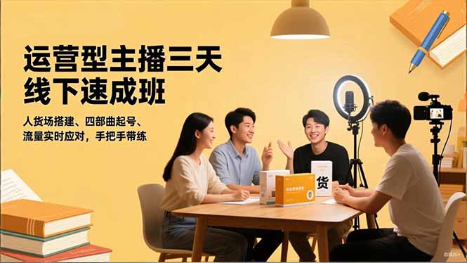 运营型主播三天线下班，人货场搭建,四部曲起号,流量实时应对，手把手带练-孔明聊项目