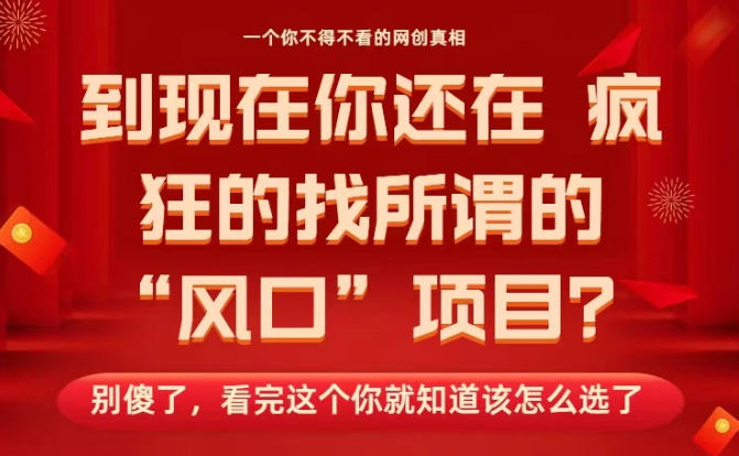 马上26年了,你还在找所谓的风口项目?别傻了,看完这个你全都懂了!【揭秘】-孔明聊项目