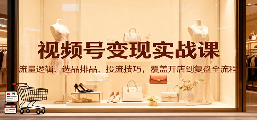 视频号变现实战课:流量逻辑、选品排品、投流技巧,覆盖开店到复盘全流程-孔明聊项目