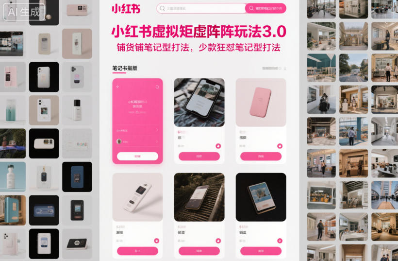 小红书虚拟矩阵玩法3.0,铺货铺笔记型打法,少款狂怼笔记型打法-孔明聊项目