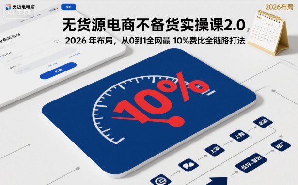 无货源电商不备货实操课2.0，2026年布局，从0到1全网最低10%费比全链路打法【更新】-孔明聊项目