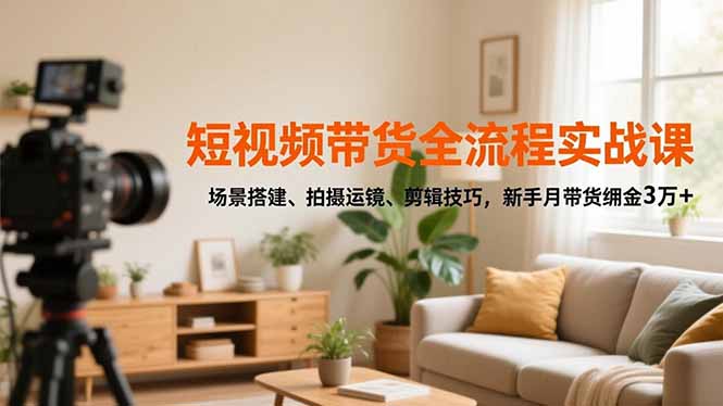 短视频带货全流程实战课,场景搭建、拍摄运镜、剪辑技巧,新手月带货佣金3万+-孔明聊项目