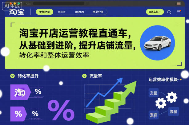 淘宝开店运营教程直通车，从基础到进阶，提升店铺流量，转化率和整体运营效率(更新11月)-孔明聊项目