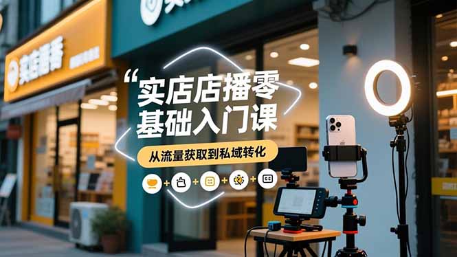 实体店播零基础入门课，实体店+短视频+直播+微信生态+私域社群，从流量获取到私域转化-孔明聊项目