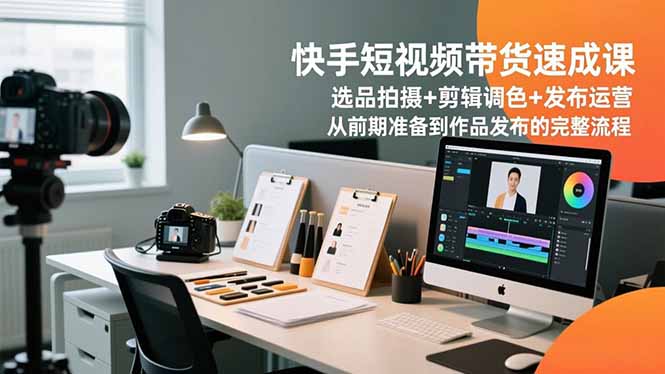 快手短视频带货速成课，选品拍摄+剪辑调色+发布运营，从前期准备到作品发布的完整流程-孔明聊项目