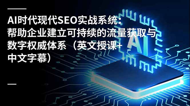 AI时代现代SEO实战系统：帮助企业建立可持续的流量获取与数字权威体系(英文授课+中文字幕-孔明聊项目
