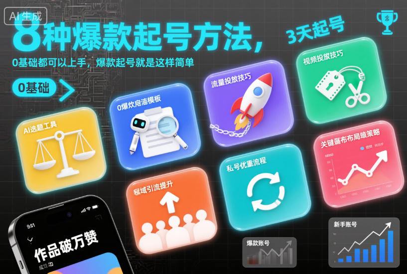 8种爆款起号方法,0基础都可以上手,爆款起号就是这样简单-孔明聊项目