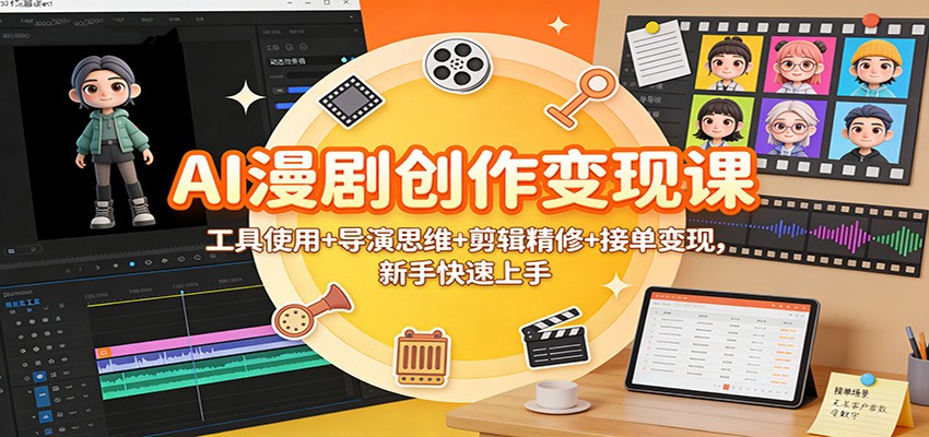 AI漫剧创作变现课：工具使用+导演思维+剪辑精修+接单变现，新手快速上手-孔明聊项目