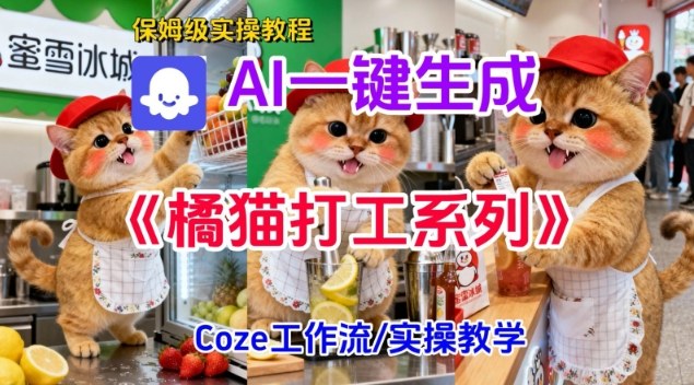 Coze扣子工作流一键生成胖橘猫打工短视频，保姆级实操搭建教学-孔明聊项目