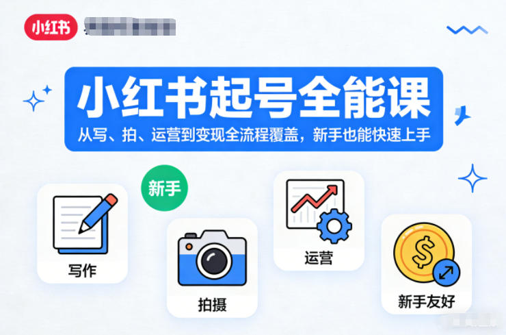 小红书起号全能课，从写、拍、运营到变现全流程覆盖，新手也能快速上手-孔明聊项目