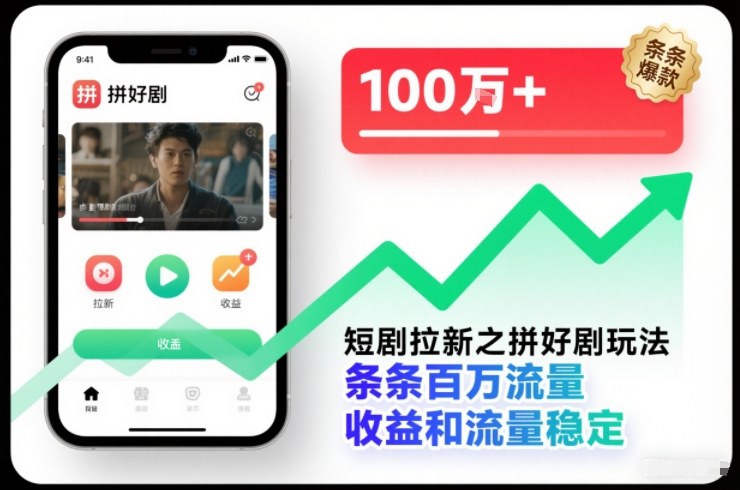 短剧拉新之拼好剧玩法，条条百万流量，收益和流量稳定-孔明聊项目