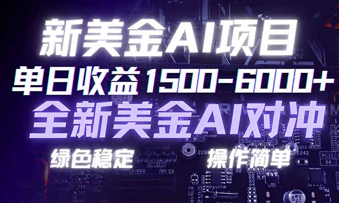 日赚1500-6000+，新美金 AI 对冲项目，合规稳定，小白易上手，创业副业优选，可复制放大-孔明聊项目