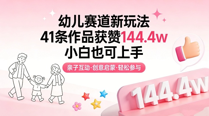 幼儿赛道新玩法,41条作品获赞144.4w,小白也可上手-孔明聊项目