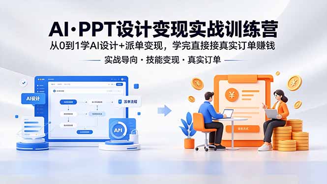AI·PPT设计变现实战训练营，从0到1学AI设计+派单变现，学完直接接真实订单赚钱-孔明聊项目