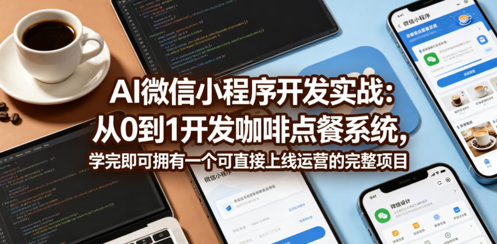 AI微信小程序开发实战：从0到1开发咖啡点餐系统，学完即可拥有一个可直接上线运营的完整项目-孔明聊项目