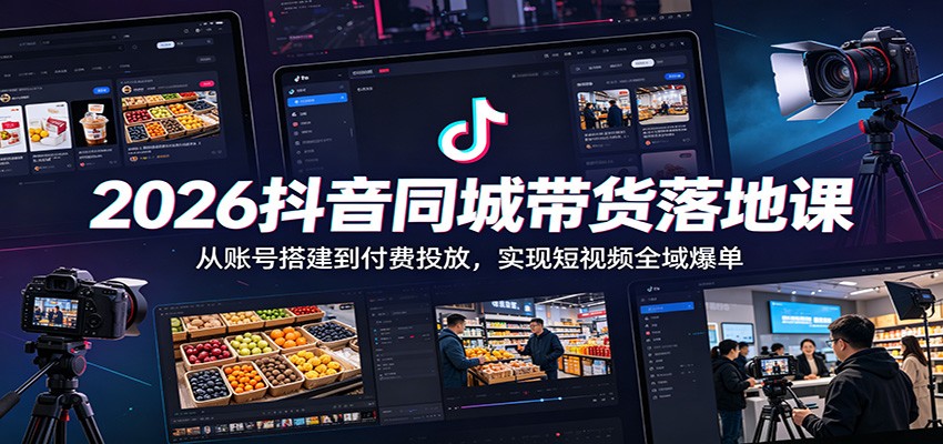2026抖音同城带货落地课：从账号搭建到付费投放，实现短视频全域爆单-孔明聊项目