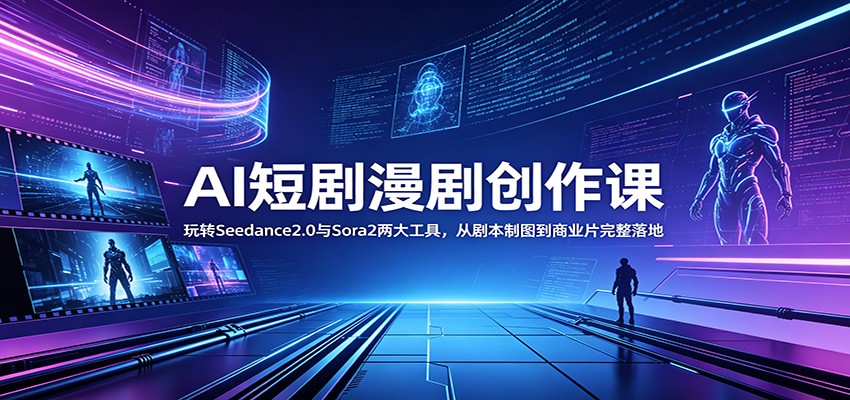 AI短剧漫剧创作课：玩转Seedance2.0与 Sora2两大工具，从剧本制图到商业片完整落地-孔明聊项目