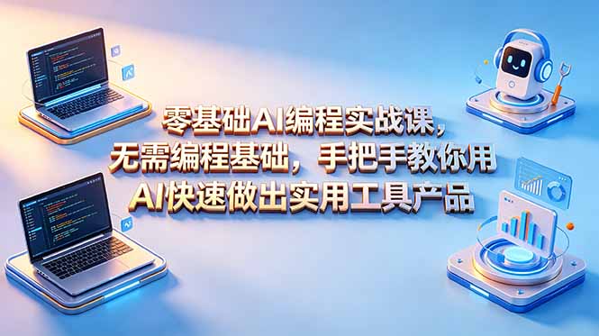 零基础AI编程实战课-更新，无需编程基础，手把手教你用AI快速做出实用工具产品-孔明聊项目