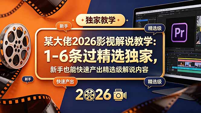 某大佬2026影视解说教学：1-6条过精选独家，新手也能快速产出精选级解说内容-孔明聊项目