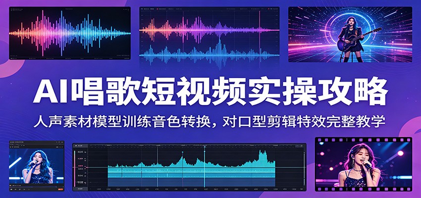 AI唱歌短视频实操攻略：人声素材模型训练音色转换，对口型剪辑特效完整教学-孔明聊项目