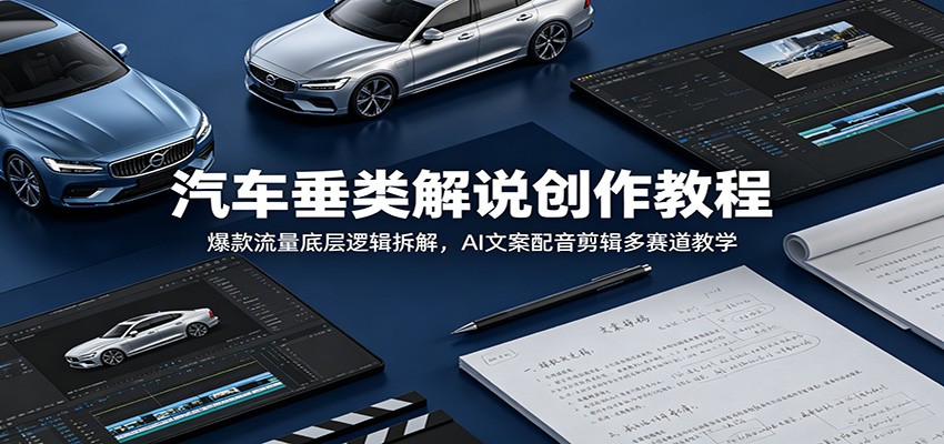 汽车垂类解说创作教程：爆款流量底层逻辑拆解，AI文案配音剪辑多赛道教学-孔明聊项目