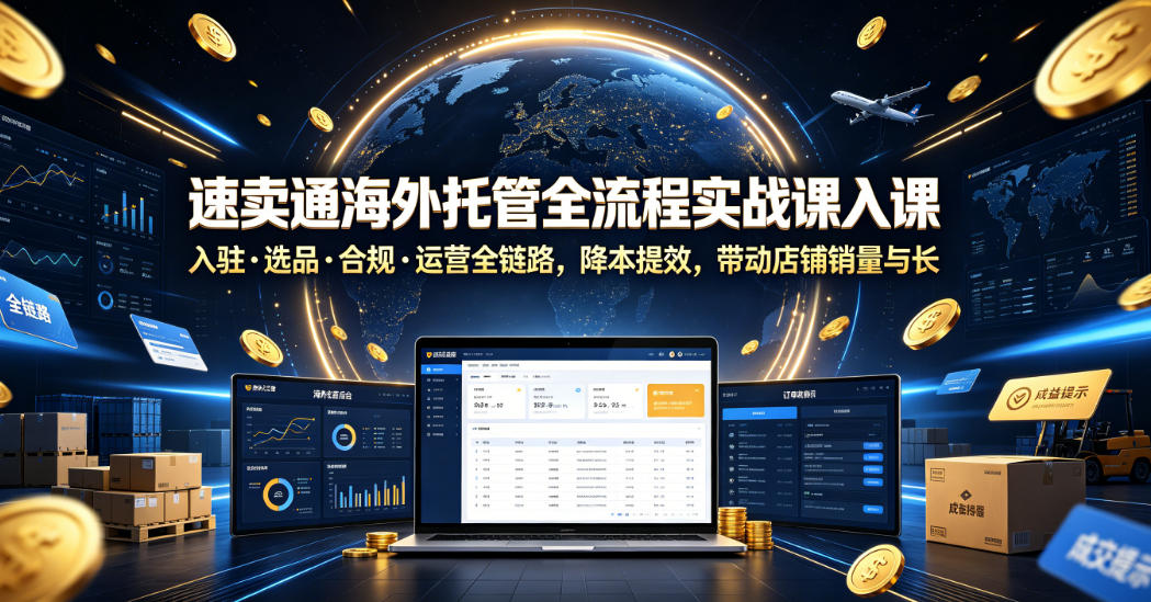 速卖通海外托管全流程实战课入驻・选品・合规・运营全链路，降本提效，带动店铺销量与收益增长-孔明聊项目