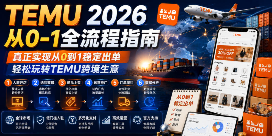 TEMU 2026从0-1全流程指南，真正实现从0到1稳定出单，轻松玩转TEMU跨境生意-孔明聊项目