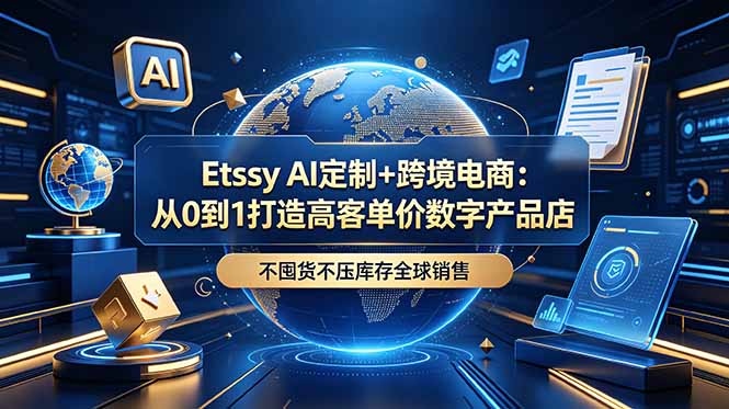 Etsy AI定制+跨境电商：从0到1打造高客单价数字产品店，不囤货不压库存全球销售-孔明聊项目