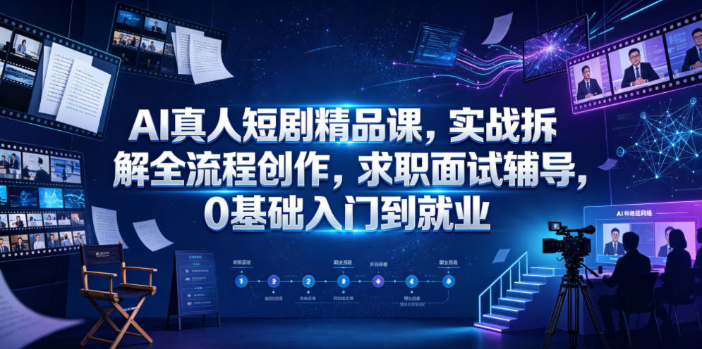 AI真人短剧精品课，实战拆解全流程创作，求职面试辅导，0基础入门到就业-孔明聊项目