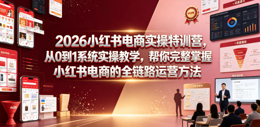 2026小红书电商实操特训营，从0到1系统实操教学，帮你完整掌握小红书电商的全链路运营方法-孔明聊项目