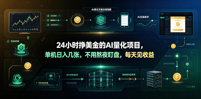 24小时挣美金的AI量化项目，单机日入几十美刀，不用熬夜盯盘，每天见收益【揭秘】-孔明聊项目