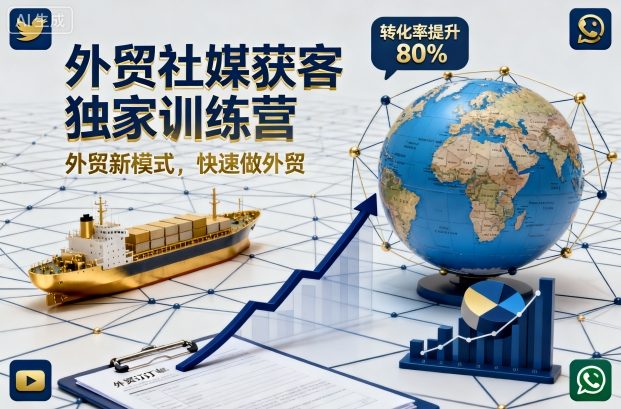 外贸社媒获客独家训练营，外贸新模式，快速做外贸(更新26年6月)-孔明聊项目