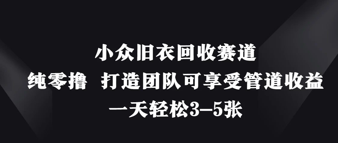 小众旧衣回收赛道，纯零撸 打造团队可享受管道收益，一天轻松3-5张-孔明聊项目
