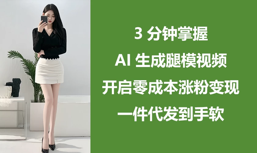 3分钟掌握AI生成腿模视频，开启0成本涨粉变现，一件代发到手软-孔明聊项目